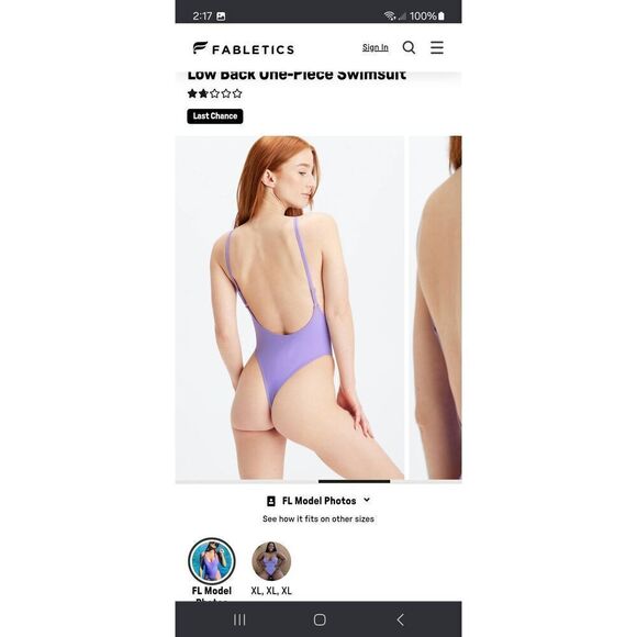 New Small Fabletic Wild Wisteria Purple NOA Sexy One Piece Swimsuit Bathing Suit - Picture 2 of 11